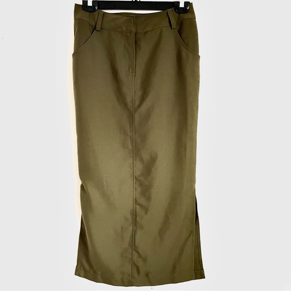 Urban Outfitters Blair Pencil Midi Skirt in Olive Green Size S EUC - Picture 5 of 13